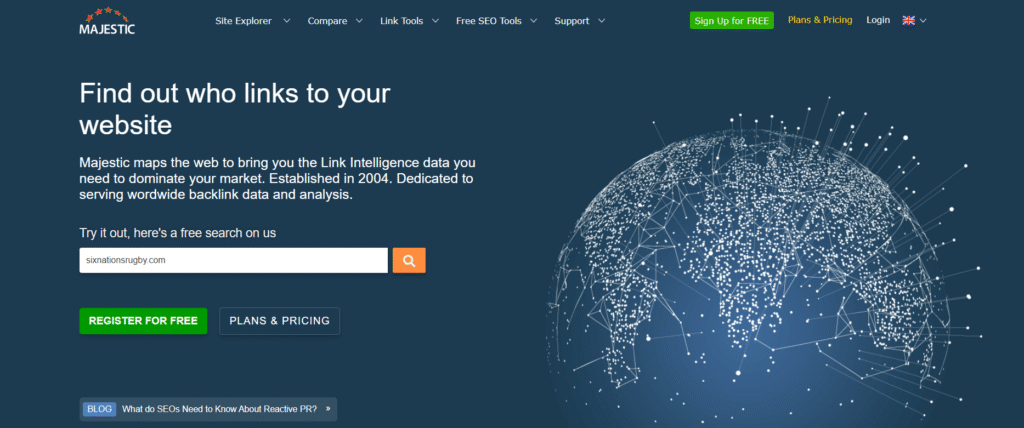 Majestic is the websites backlinks checker